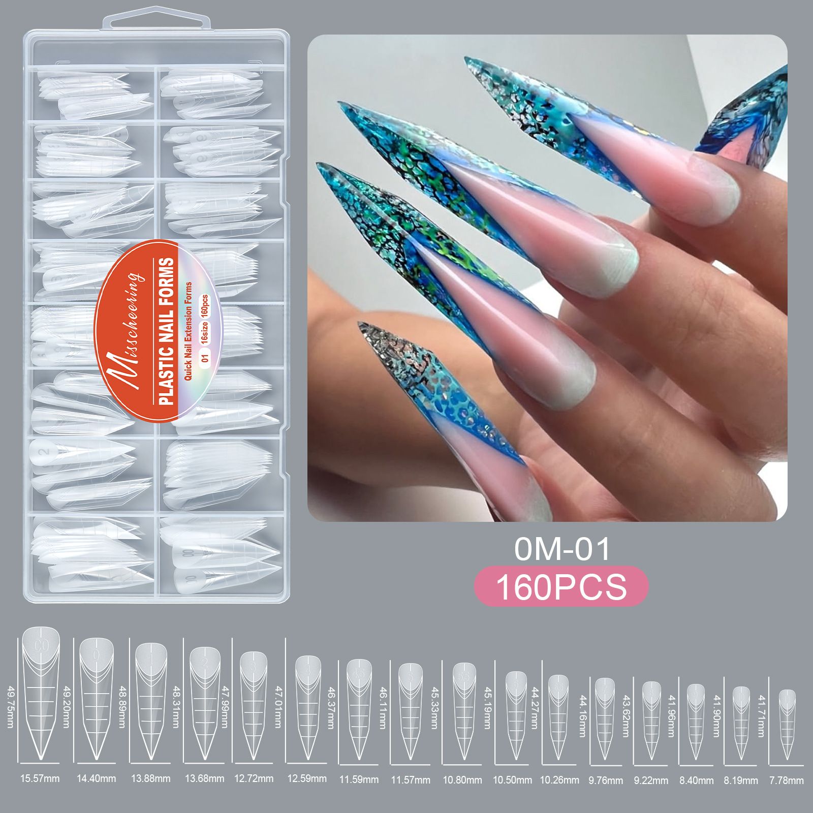 160pcs/box False Nails Super Long Ballerina Nails Press On Nail Full Cover Matte Gel Tips Nail Art XXL American Capsule Fake Tips E0131A