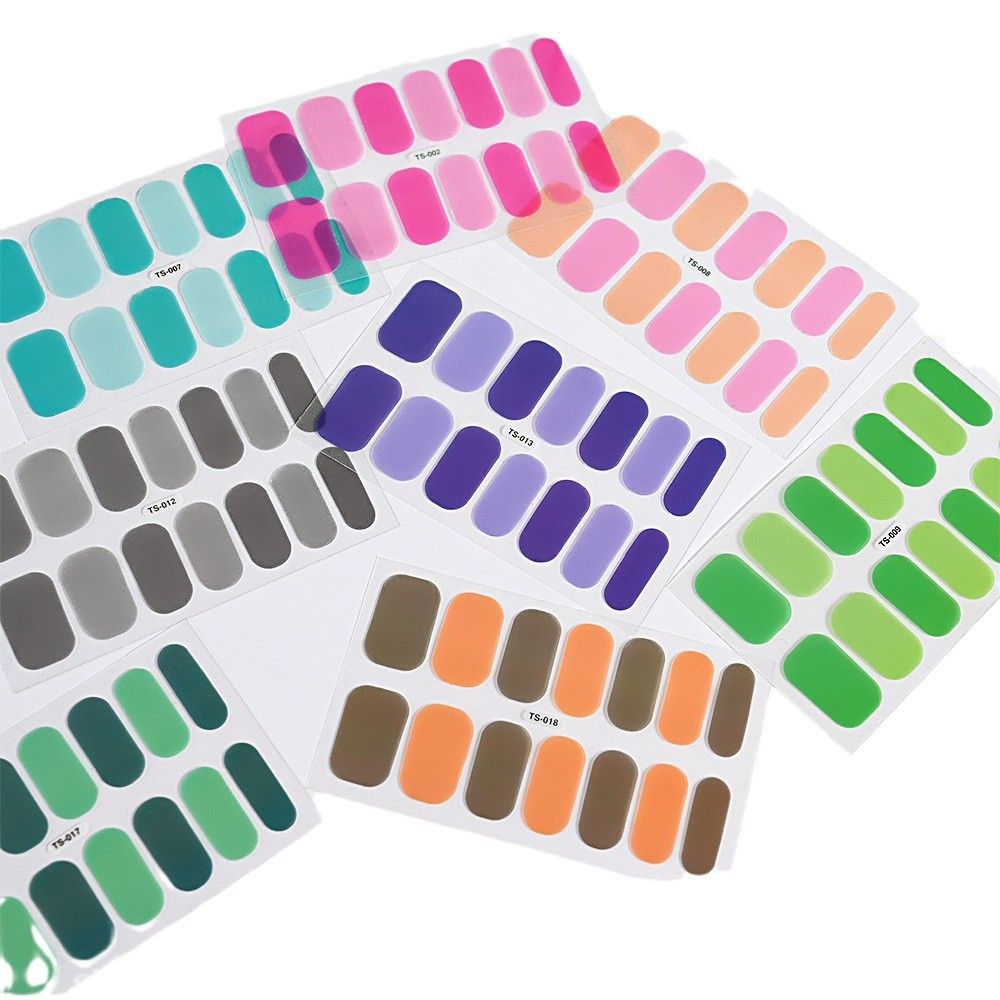 14Tips Gel Nail Sticker Color-changing Nail Stickers Semi-Cured Gel Nail Wrap Fashion Color Long Lasting Full Cover Waterproof Nail Gel Sticker Wraps E0194