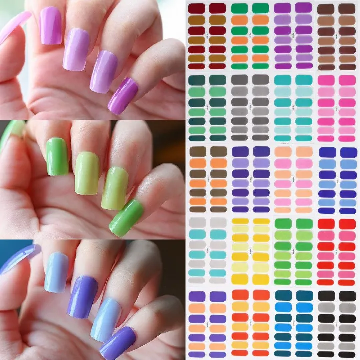 14Tips Gel Nail Sticker Color-changing Nail Stickers Semi-Cured Gel Nail Wrap Fashion Color Long Lasting Full Cover Waterproof Nail Gel Sticker Wraps E0194