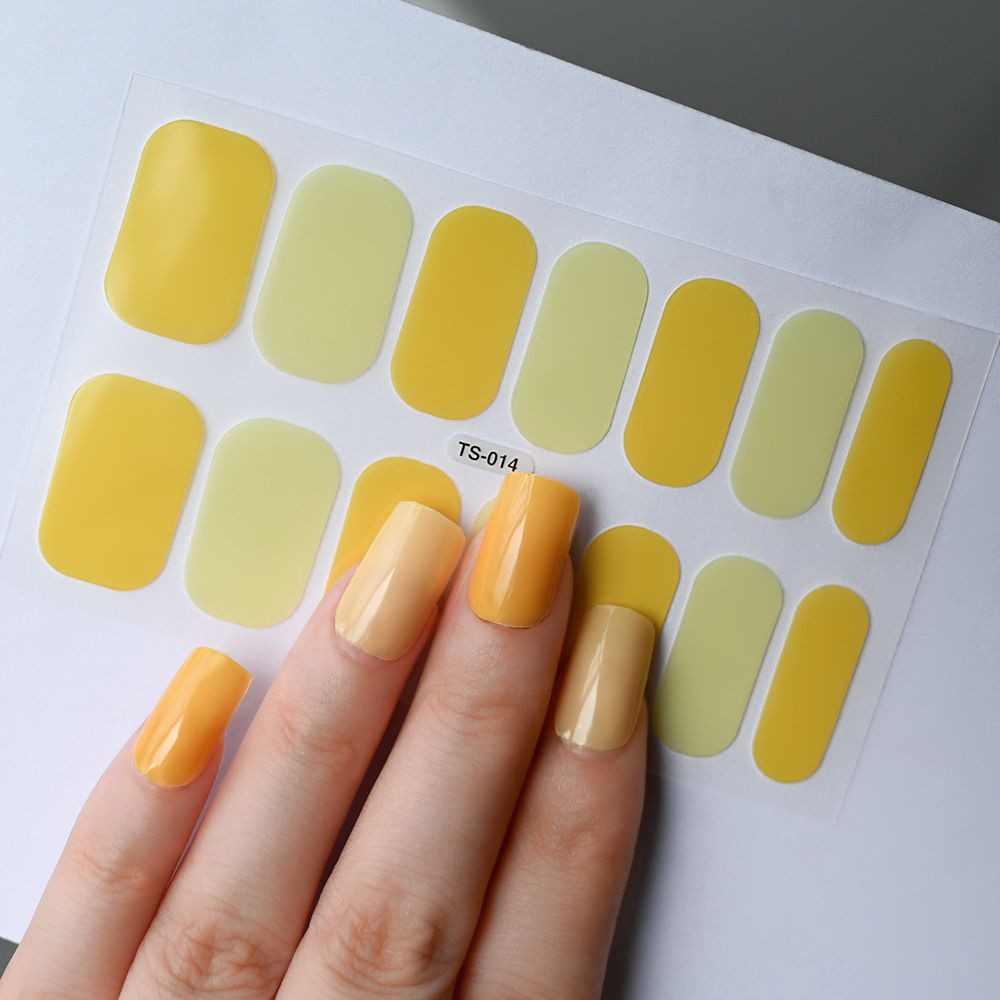 14Tips Gel Nail Sticker Color-changing Nail Stickers Semi-Cured Gel Nail Wrap Fashion Color Long Lasting Full Cover Waterproof Nail Gel Sticker Wraps E0194