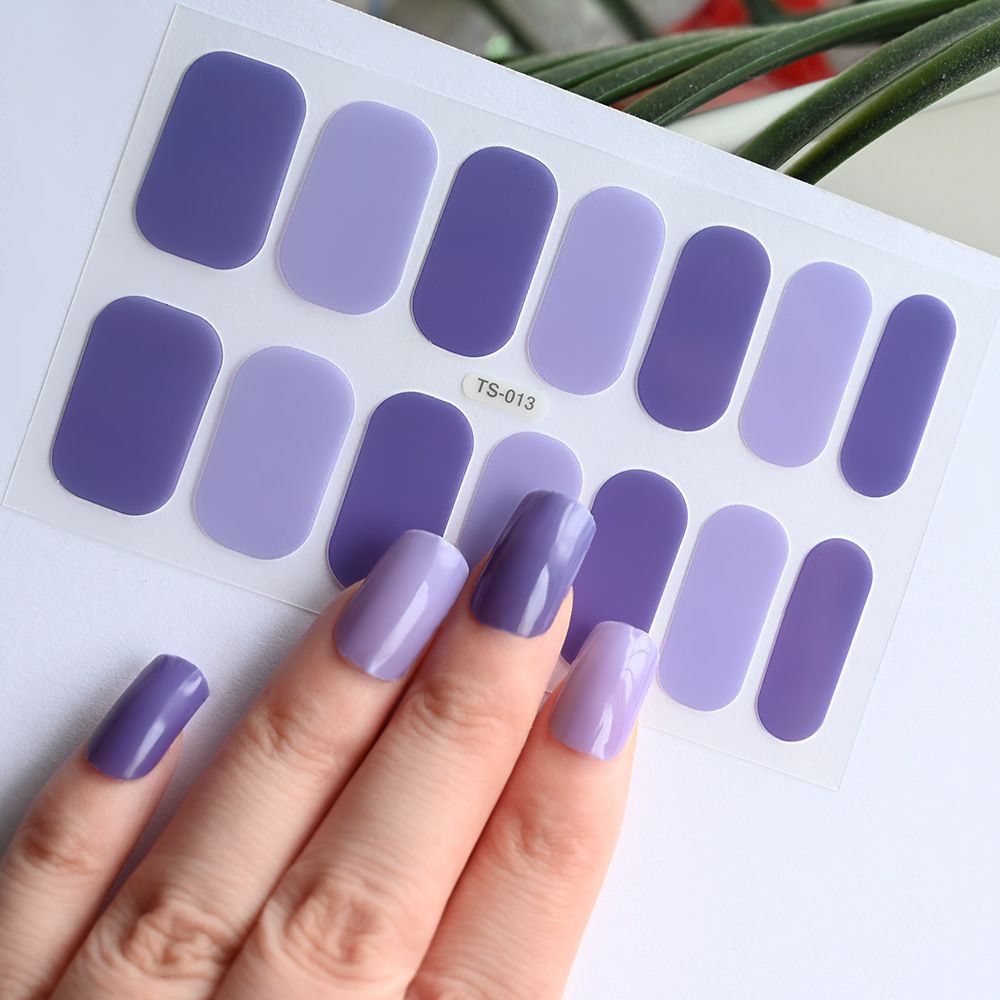 14Tips Gel Nail Sticker Color-changing Nail Stickers Semi-Cured Gel Nail Wrap Fashion Color Long Lasting Full Cover Waterproof Nail Gel Sticker Wraps E0194