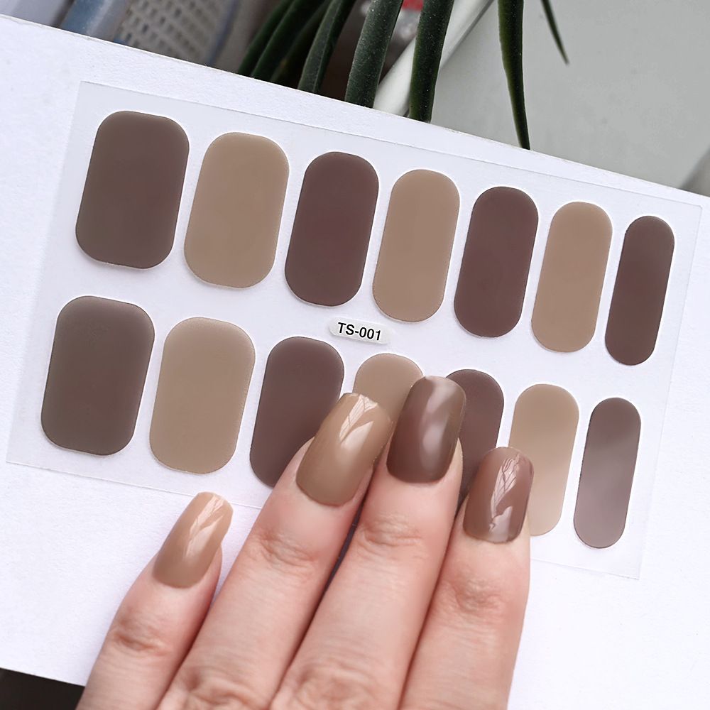 14Tips Gel Nail Sticker Color-changing Nail Stickers Semi-Cured Gel Nail Wrap Fashion Color Long Lasting Full Cover Waterproof Nail Gel Sticker Wraps E0194
