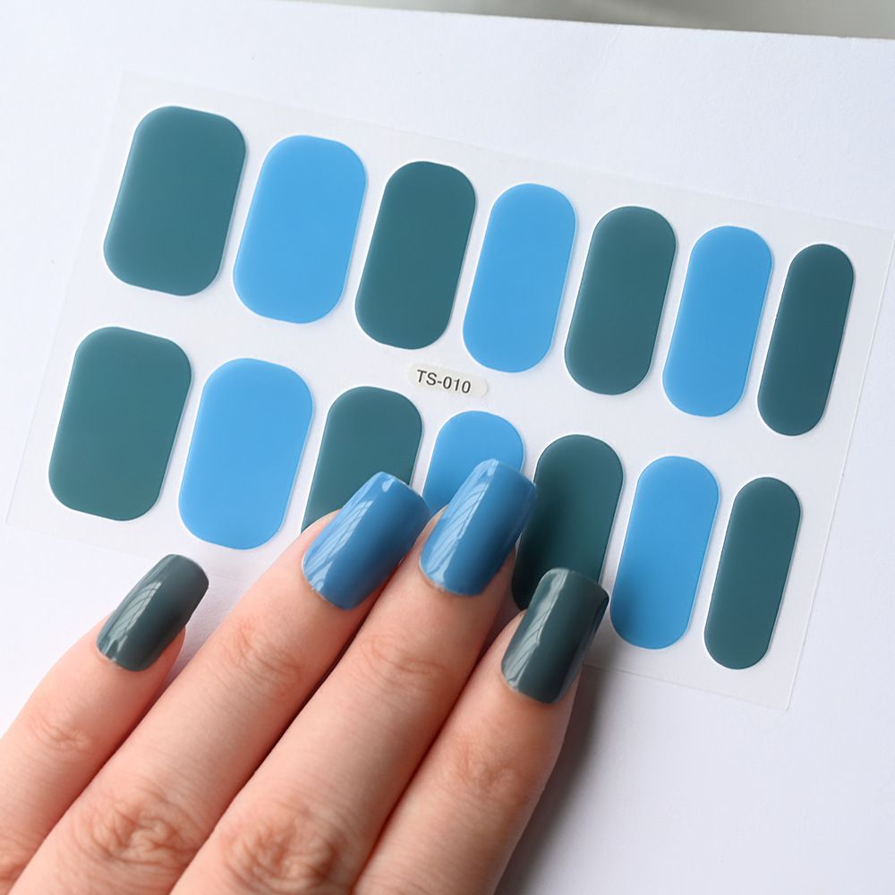 14Tips Gel Nail Sticker Color-changing Nail Stickers Semi-Cured Gel Nail Wrap Fashion Color Long Lasting Full Cover Waterproof Nail Gel Sticker Wraps E0194