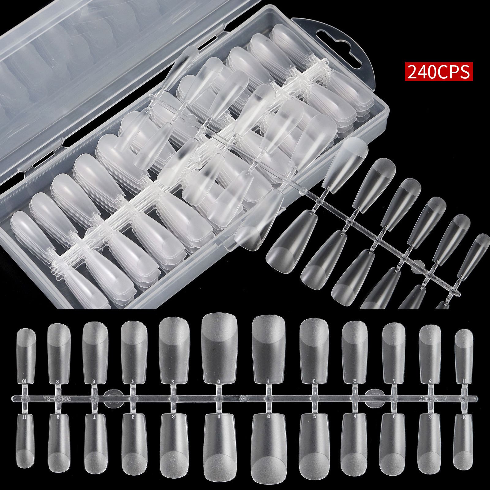 Minimalist nail polish without nail lines, free of filing and grinding, water-drop almond-shaped exfoliating full and half decals, extended service for nail salons 240 pieces E0137A