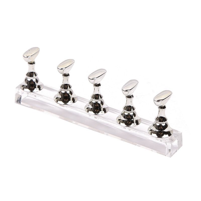 5pcs Magnetic Nail Stand for Press On Nails Display Fake Nail Nail Tips Practice Holder with Reusable Putty Nail Beginner Diy E0160