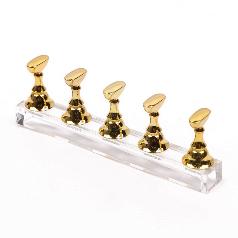 5pcs Magnetic Nail Stand for Press On Nails Display Fake Nail Nail Tips Practice Holder with Reusable Putty Nail Beginner Diy E0160