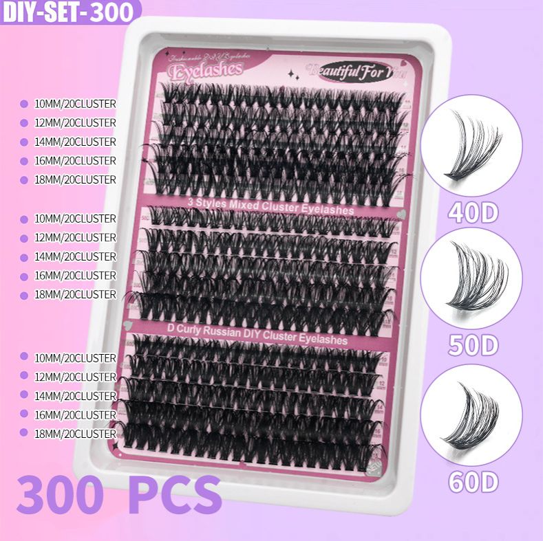 DIY Lash Extension Kit Clusters Individual Eyelashes Kit 9-16mm with Bond and Seal Wispy Natural Mange Lashes E0204