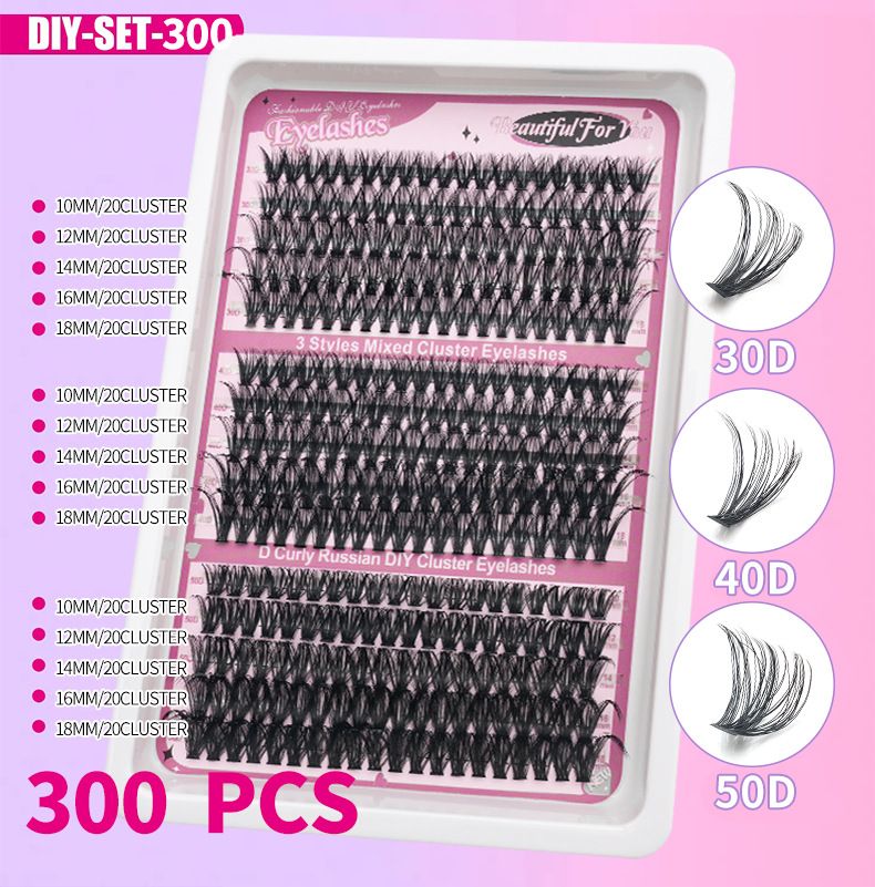 DIY Lash Extension Kit Clusters Individual Eyelashes Kit 9-16mm with Bond and Seal Wispy Natural Mange Lashes E0204