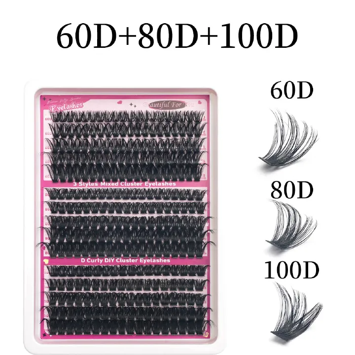 DIY Lash Extension Kit Clusters Individual Eyelashes Kit 9-16mm with Bond and Seal Wispy Natural Mange Lashes E0204
