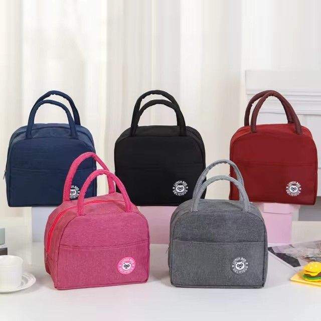 Insulated Lunch Box Portable  Canvas Lunch Bag Thermal Food Picnic Lunch Bags For Women & Kid Capacity-6 liters With tin foil inside, can use as both insulated and cooler.