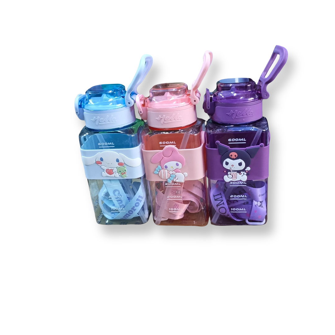 Kids Water Bottle – Leak-Proof, BPA-Free & Durable – Cartoon Design with Straw & Handle – Perfect for School, Travel & Outdoor Use – 600ml Capacity