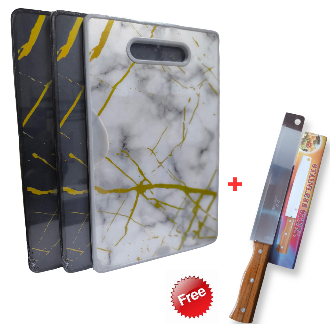 Luxurious Marble Chopping Board + FREE Stainless Steel Knife Perfect for meat, vegetables, fruits, and more  Sturdy, easy to clean, and adds a classy touch to your kitchen counter