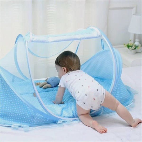 Foldable Baby Net with Zip Closure & Soft Sponge Mattress – Mosquito Protection & Comfort for Infants Easy to fold, store, and carry—perfect for home and travel use