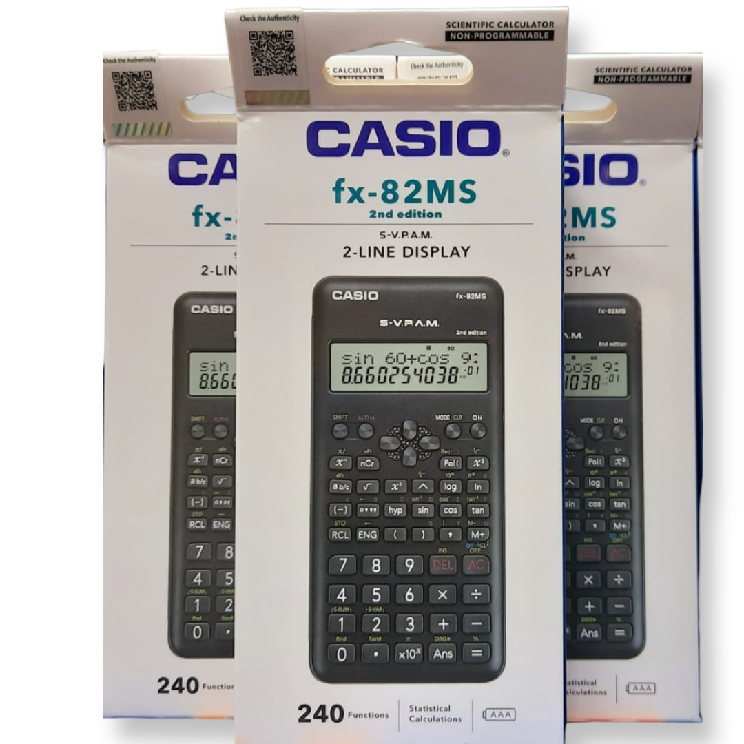 Original Casio FX-82MS Scientific Calculator – 240+ Functions, Dual Power, Durable Keypad, Ideal for High school, KCSE, University, College, Engineering & Business Students