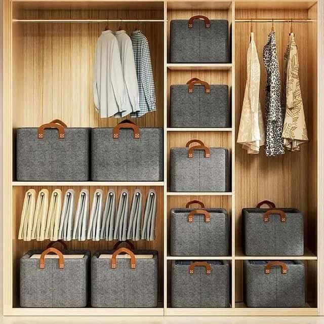 Foldable Clothes Storage Bag & Laundry Bin - Large Capacity, Waterproof, Non-Woven Organizer for Home, Bedroom, and Closet