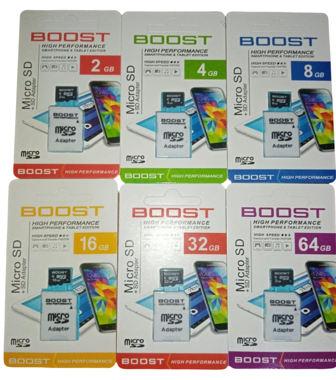 Boost High Performance Memory Cards/SD Card - 2GB, 4GB, 8GB, 16GB, 32GB, 64GB, 128GB Micro SD Cards with Adapter for Smartphones & Tablets and all types of gadgets