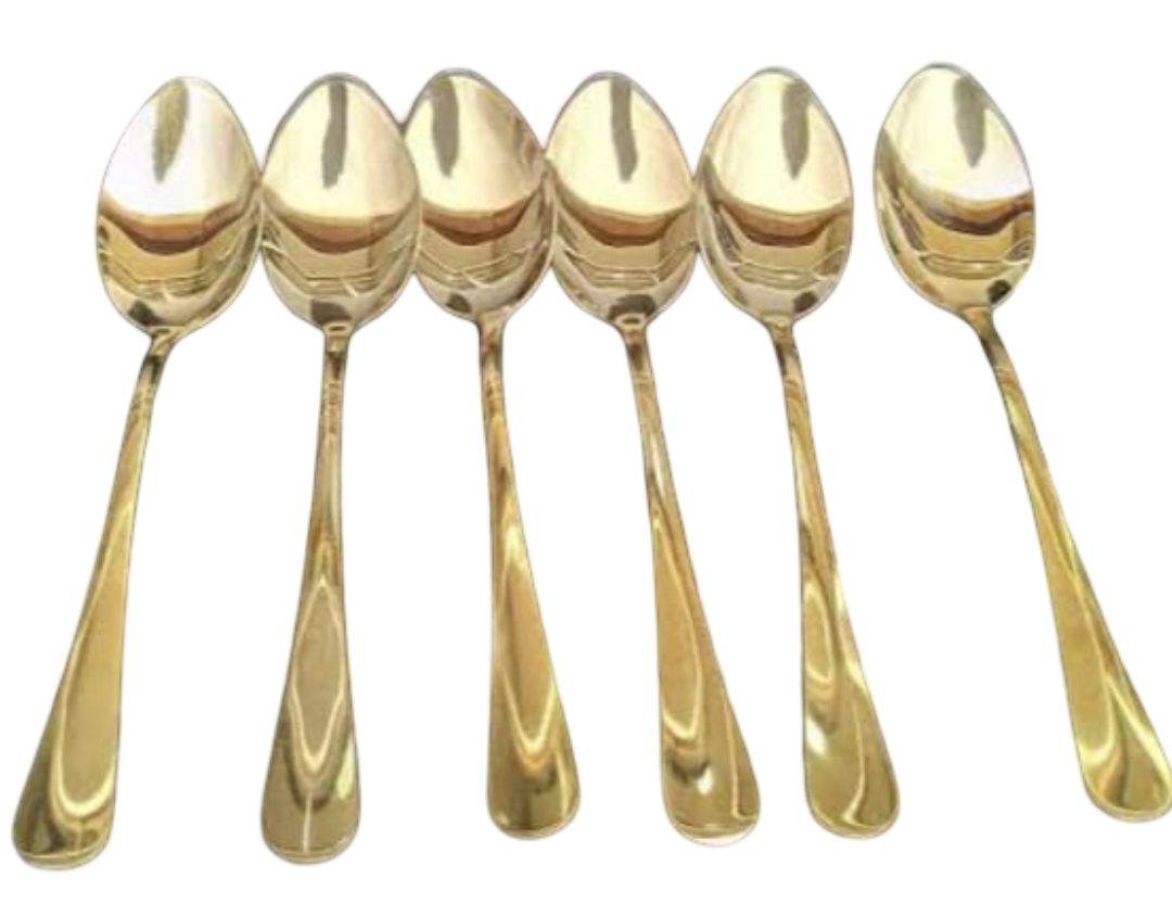 6-Pieces Premium Gold Stainless Steel Spoons Set – Elegant, Rust-Resistant Cutlery for Dining, Dessert & Daily Use