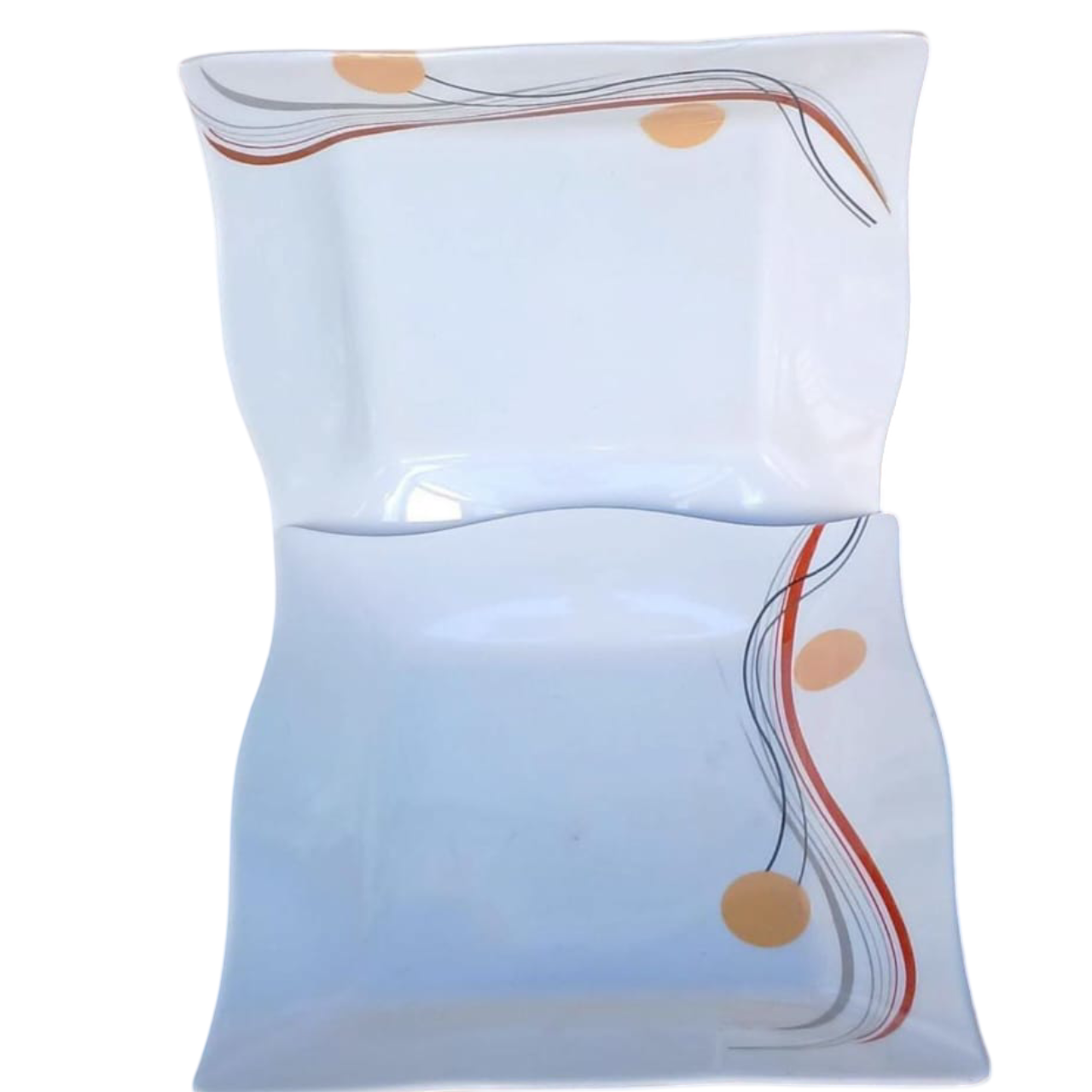 6-Piece Rectangular Melamine Dinner Plates – Stylish & Durable Lightweight Dish Set with Modern Abstract Design – Perfect for Daily Use, Serving, or Gifting