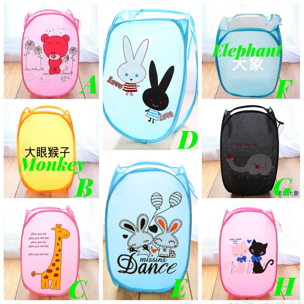 Colorful Cartoon-Themed Foldable Kids' Laundry Basket with Handles – Lightweight, Durable & Multipurpose Storage Bin for Clothes and Toys