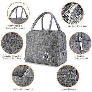 Insulated Lunch Box Portable  Canvas Lunch Bag Thermal Food Picnic Lunch Bags For Women & Kid Capacity-6 liters With tin foil inside, can use as both insulated and cooler.