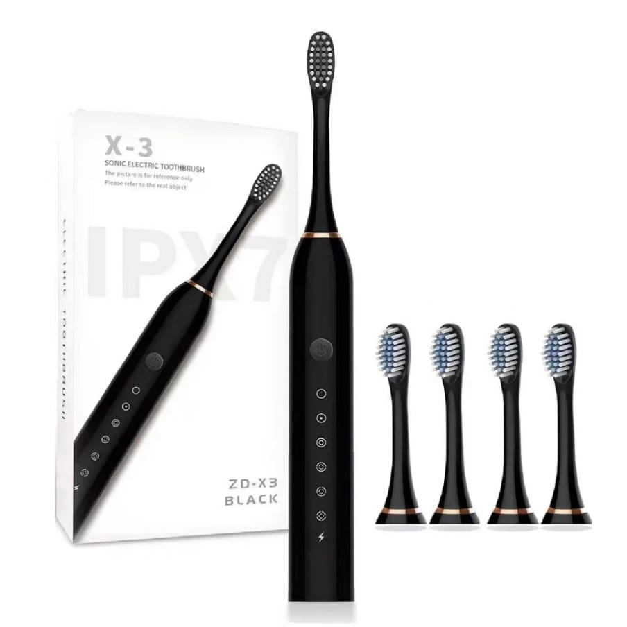 Sonic Electric Toothbrush With 3 Brush Heads for Adults, IPX7 Waterproof DuPont Brush Head USB Rechargeable High Frequency Cleaning Comes With 4 Replaceable Heads and a Charging Cable