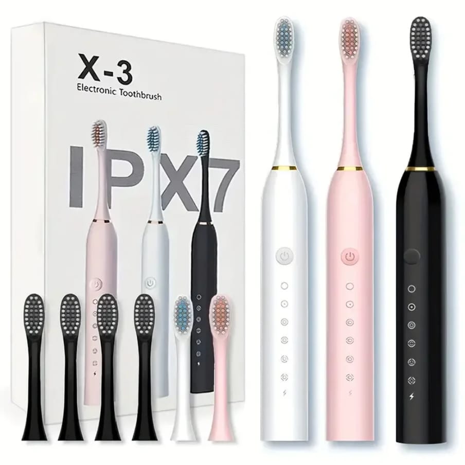 Sonic Electric Toothbrush With 3 Brush Heads for Adults, IPX7 Waterproof DuPont Brush Head USB Rechargeable High Frequency Cleaning Comes With 4 Replaceable Heads and a Charging Cable