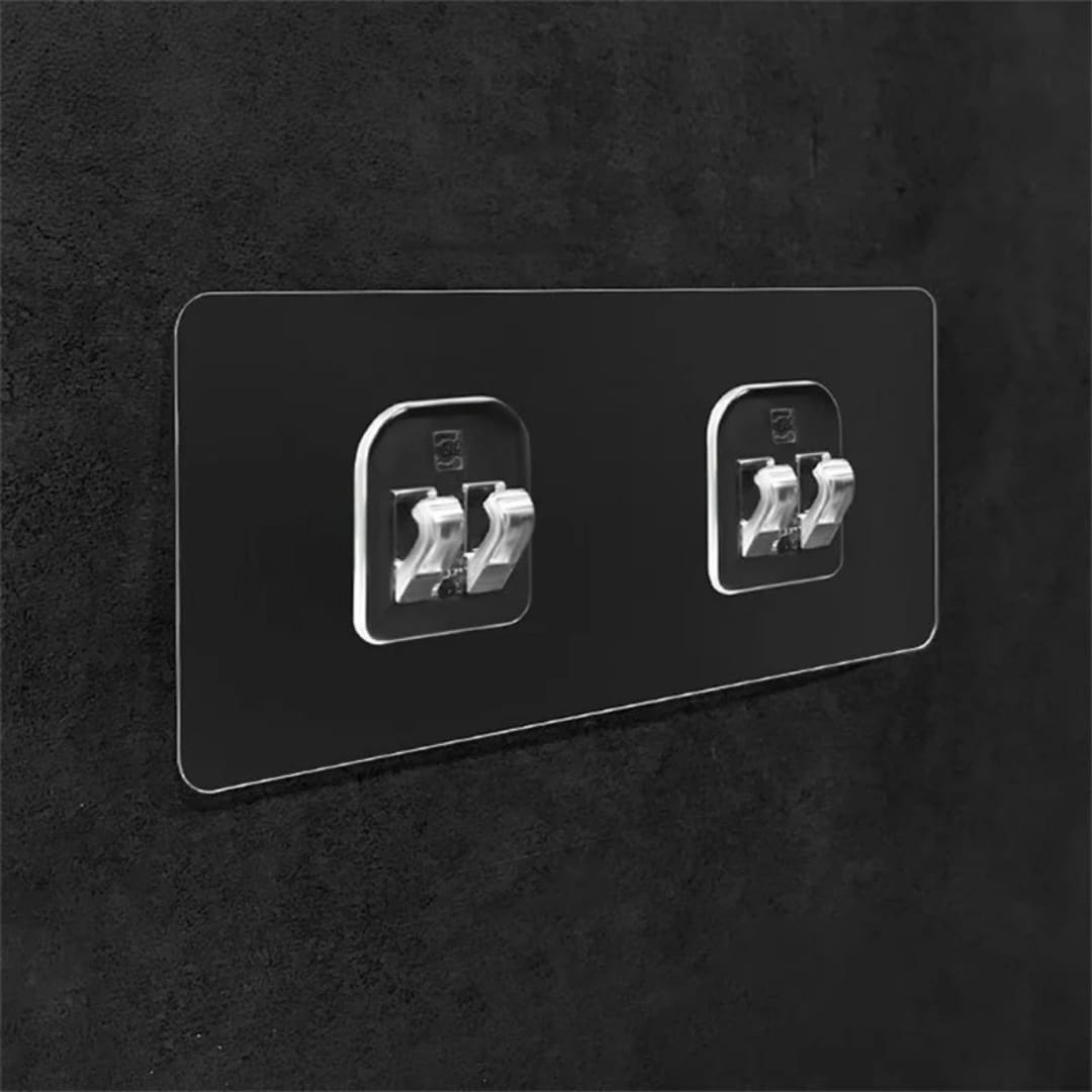 Strong Adhesive Waterproof Wall Hooks 4 pairs (8 PCS)  - Heavy Duty Sticky Hooks for Bathroom, Kitchen, Tiles - No Drill Shelf Stickers for Home Organization