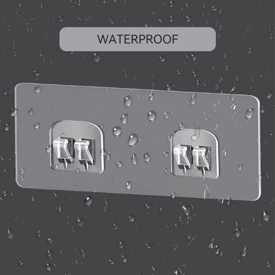 Strong Adhesive Waterproof Wall Hooks 4 pairs (8 PCS)  - Heavy Duty Sticky Hooks for Bathroom, Kitchen, Tiles - No Drill Shelf Stickers for Home Organization