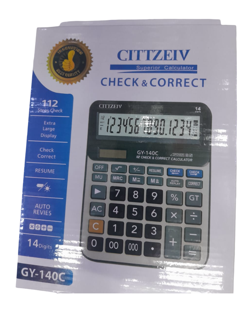 CITTZEIV GY-140C 14-Digit Check & Correct Desktop Calculator -  Professional-grade Calculator Extra Large Display, Ideal for Cashiers, Business owners, Accountants