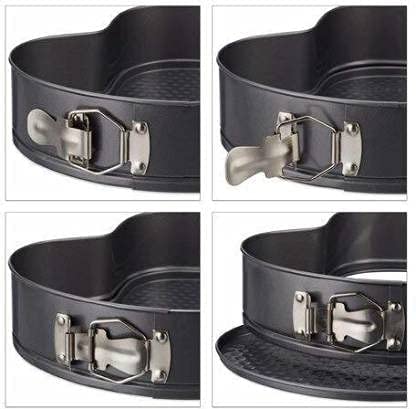 3-Piece Non-Stick Baking Tins Set with Removable Bottom - Round, Square & Love shape Cake Pan Set As Picture