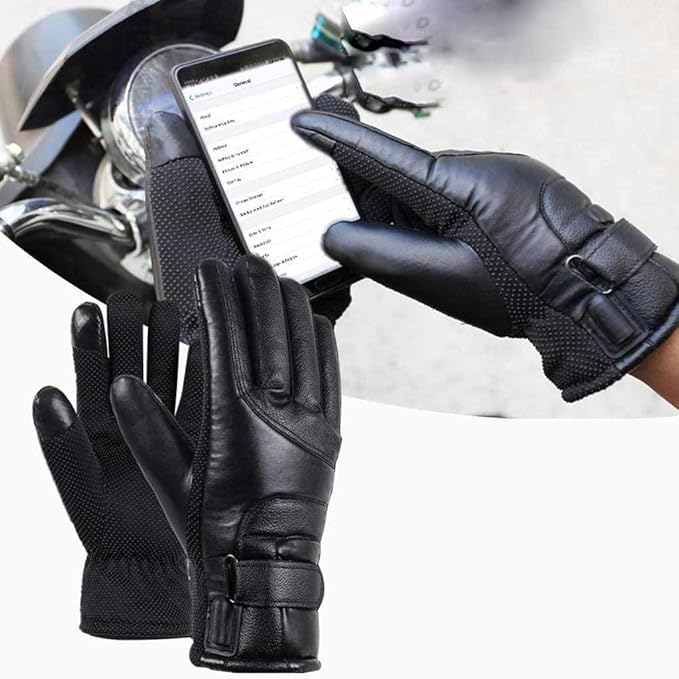 Men's Women's Motorcycle Riding Gloves - Genuine Leather, Touchscreen, Breathable
