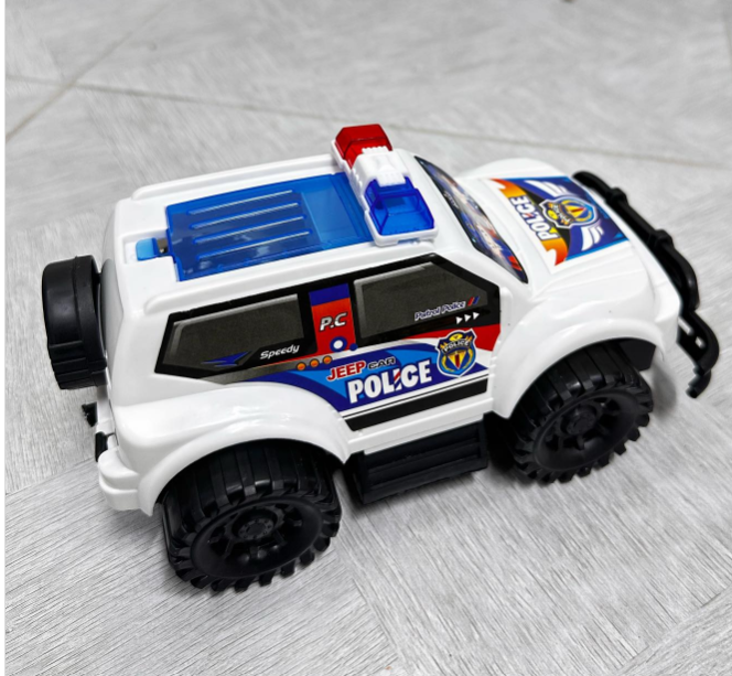 Kids Police Toy Car - With Flashing LED Lights , Pull-Back Car for Boys and Girls Made from high-quality, non-toxic ABS plastic  Features authentic police car styling with official decals