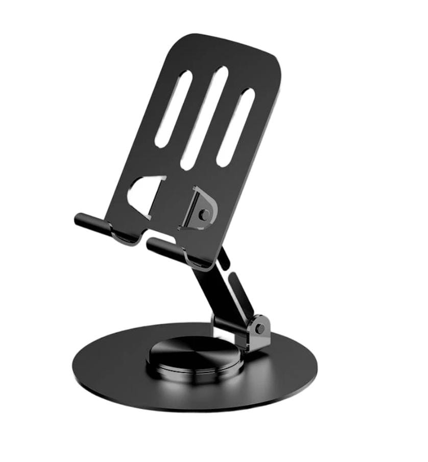 All Metal 360° Rotating Foldable Phone & Tablet Holder – Adjustable Stand for Desk, Bed, or Travel