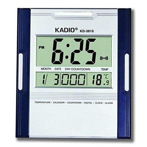 KADIO Jumbo Digital Wall Clock With Date & Temperature Display - Large LCD Display, Temperature, Calendar, Alarm, Count Up/Down Timer, Desktop or Wall Mount Large display clock