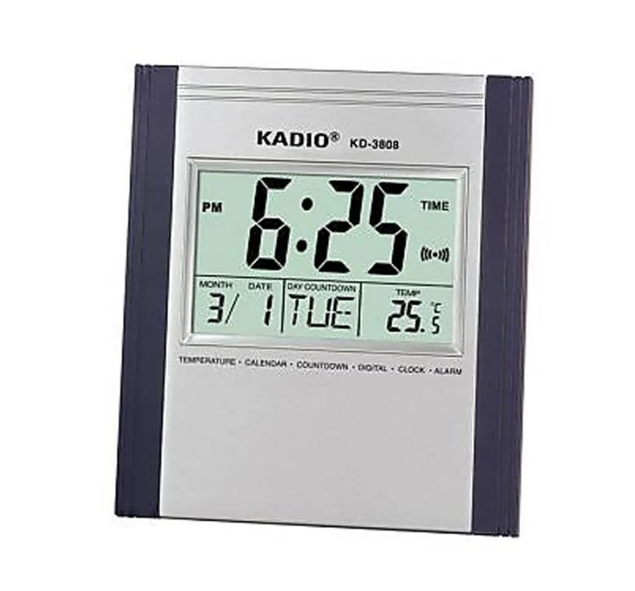 KADIO Jumbo Digital Wall Clock With Date & Temperature Display - Large LCD Display, Temperature, Calendar, Alarm, Count Up/Down Timer, Desktop or Wall Mount Large display clock
