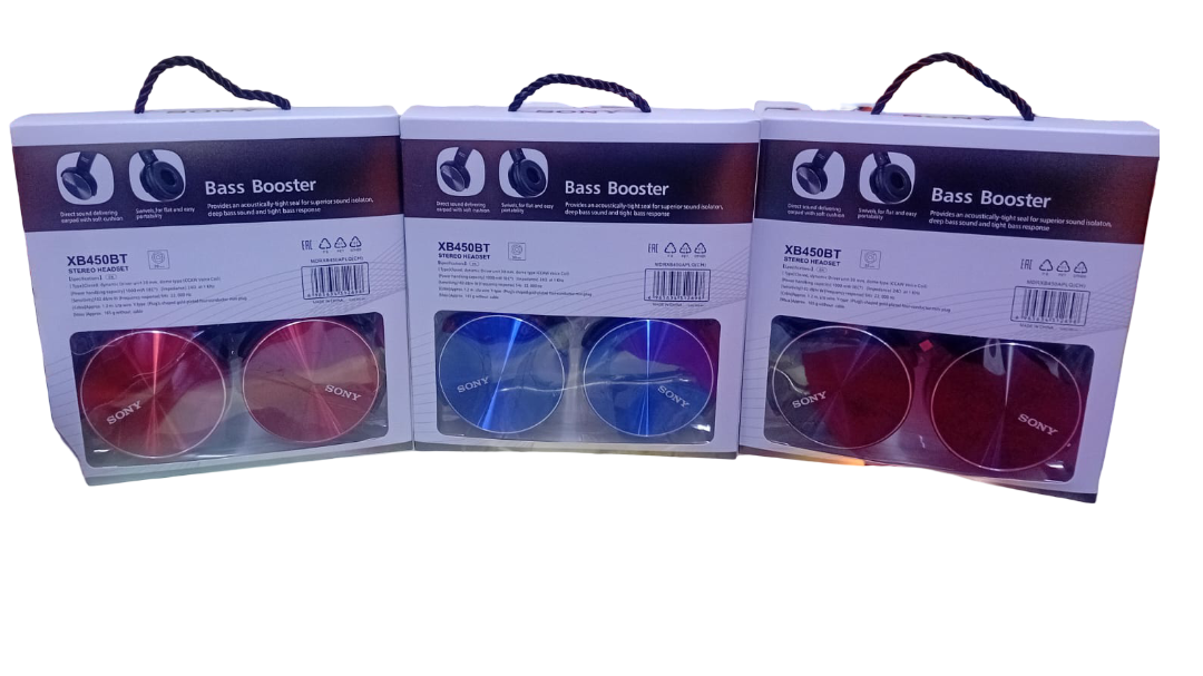 SONY XB450BT Extra Bass Wireless Headphones - Bluetooth Over-Ear Headset with Foldable Design, Built-in Microphone, 30-Hour Battery for Music, Gaming, and Travel