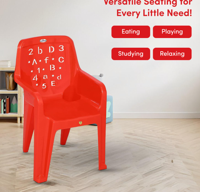 HeavyDuty Baby Plastic Chair - Modern Kids Chair with Arms & Backrest, Study and Play Chair for Home, School, and Dining, Lightweight & Comfortable Children’s Seat