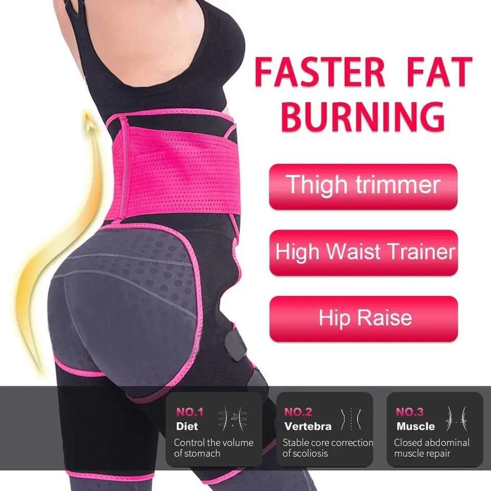 3-in-1 Body Trainer - Waist Trimmer, Thigh Toner & Butt Lifter, Adjustable Neoprene Compression Shorts for Women, Workout & Shaping