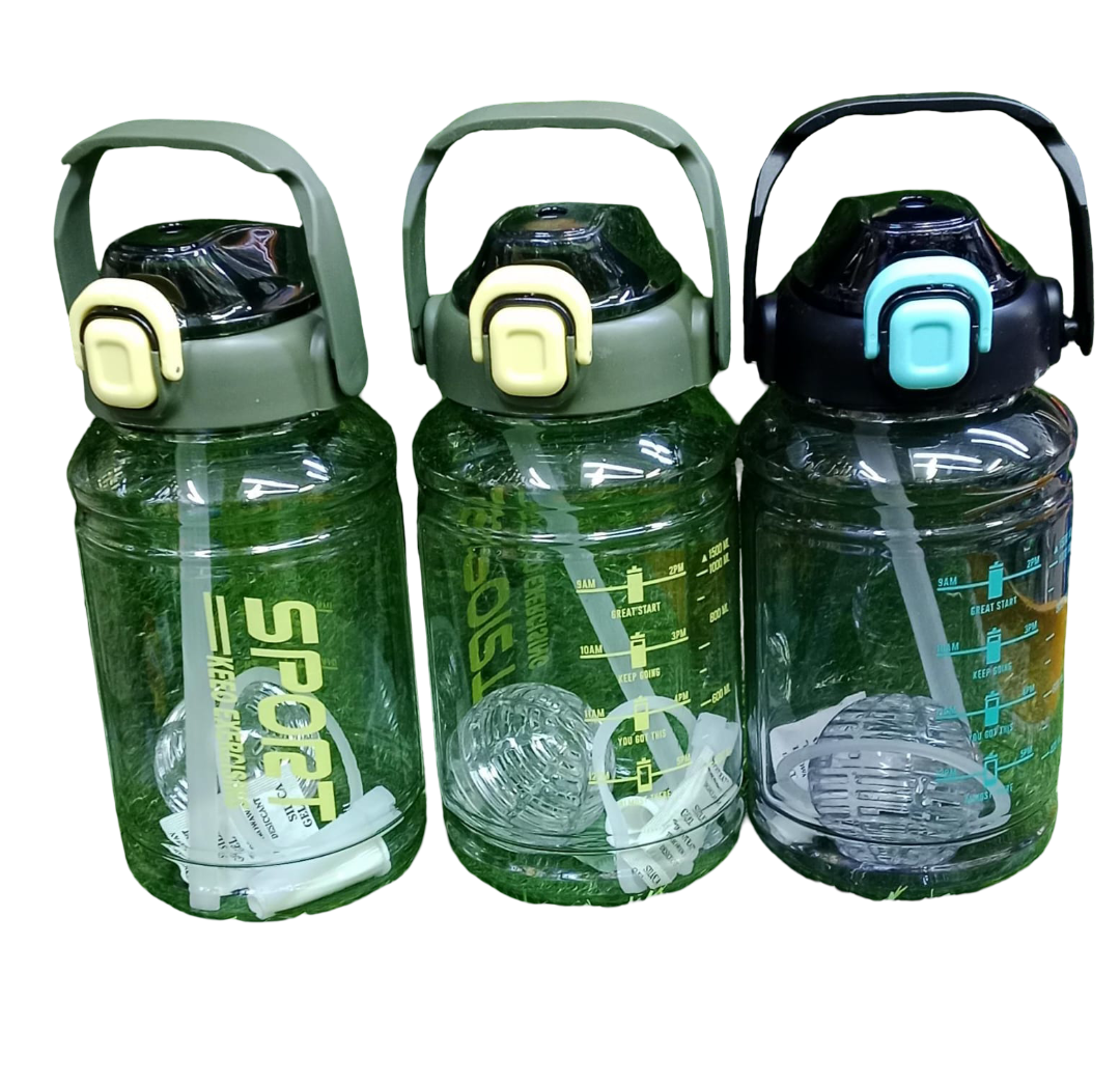 1500ml Clear Water Bottle with Built-in Ice Pouch – Silicone, Leak-Proof, BPA‑Free, with Carry Handle & Wide Mouth, Gym & Outdoor Use