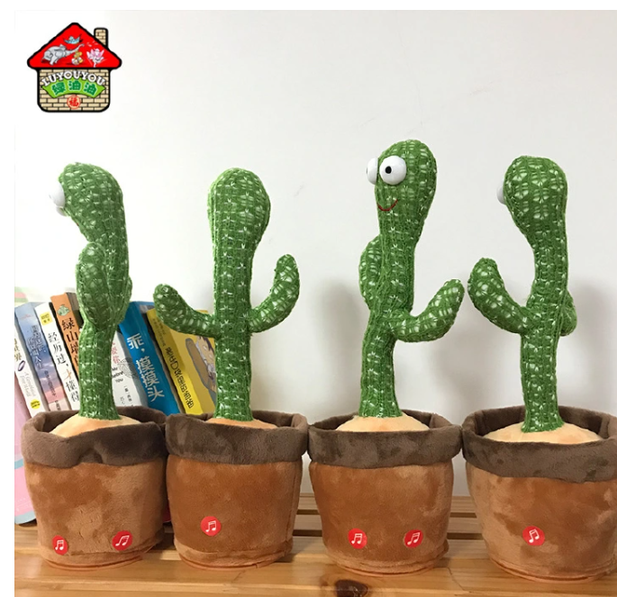 Talking Dancing Cactus Doll – Interactive Plush Toy with 120+ Songs, Voice Recording & Repeat, LED Light-Up Dance Moves, Rechargeable Funny Gift for Kids & Adults