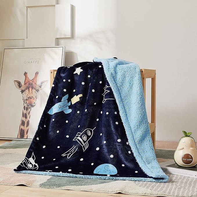 Woven fluffy Plush soft Warm Flannel Fleece Sherpa kids Baby Blanket Marina Decoration reversibleRich Printed  Dinosaur zoo or teddy bear pattern, double-sided cozy throw