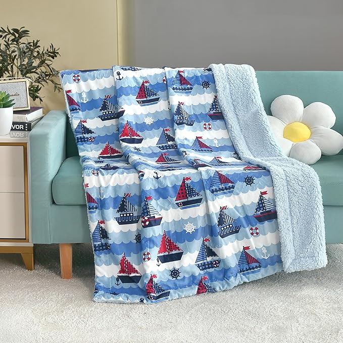 Woven fluffy Plush soft Warm Flannel Fleece Sherpa kids Baby Blanket Marina Decoration reversibleRich Printed  Dinosaur zoo or teddy bear pattern, double-sided cozy throw
