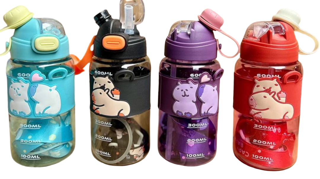 Kids Water Bottle – Leak-Proof, BPA-Free & Durable – Cartoon Design with Straw & Handle – Perfect for School, Travel & Outdoor Use – 600ml Capacity