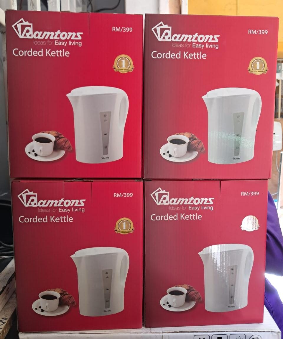 Ramtons Corded Electric Kettle Model RM/399 – 1.7L Rapid Boil Kettle with Boil-Dry Protection, Safety Lock Lid & Water Gauge, White