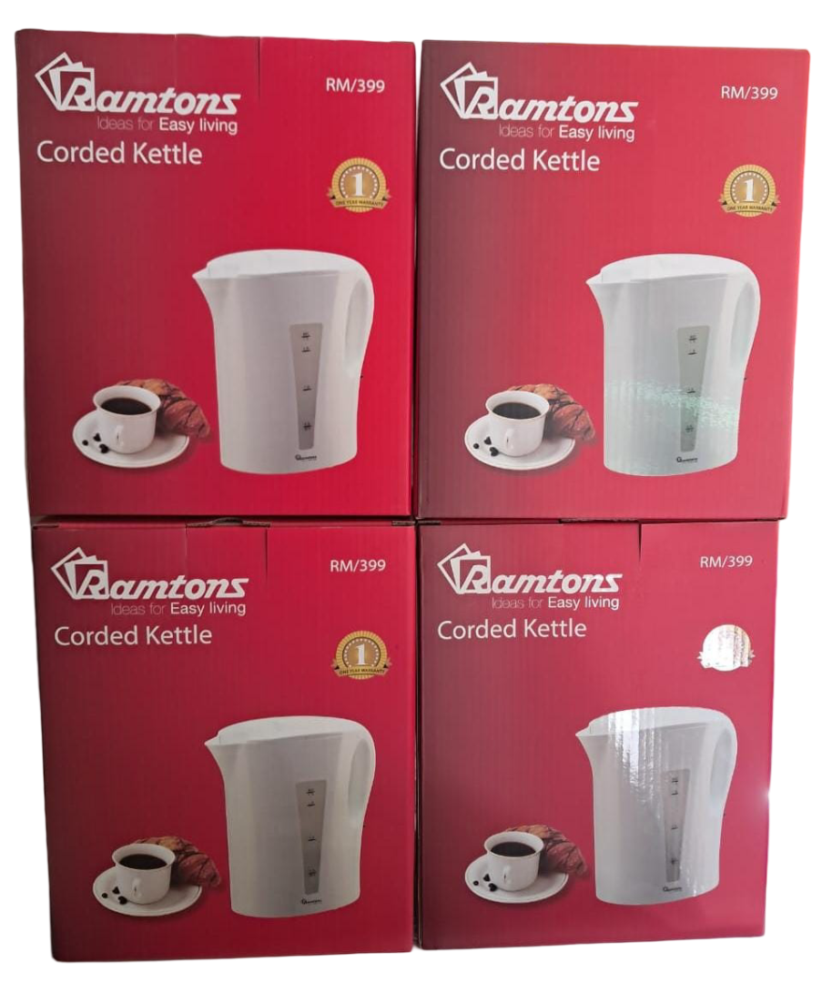 Ramtons Corded Electric Kettle Model RM/399 – 1.7L Rapid Boil Kettle with Boil-Dry Protection, Safety Lock Lid & Water Gauge, White
