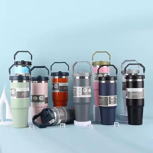 900ml Thermal Water Bottle with Straw – Large Stainless Steel Thermos Flask, Double Wall Vacuum Insulated for Hot & Cold Drinks, Leak-Proof Travel Mug with Handle – Home Office & Outdoor