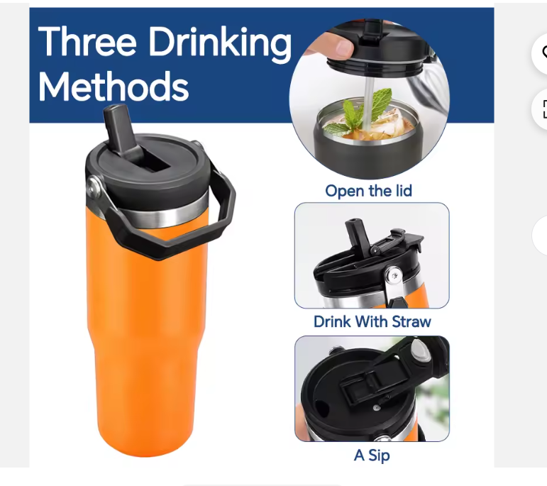 900ml Thermal Water Bottle with Straw – Large Stainless Steel Thermos Flask, Double Wall Vacuum Insulated for Hot & Cold Drinks, Leak-Proof Travel Mug with Handle – Home Office & Outdoor