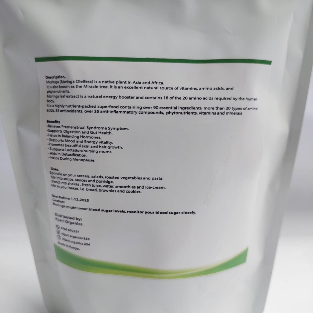 Moringa Leaf Powder-Organic & Raw Moringa Oleifera, Digestive Health, High Fiber, Great Source of Calcium, Iron, Vitamins A & E, Naturally boosts Energy, Metabolism & Immunity, Joints and Bone Health