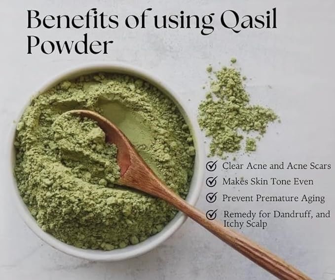 Somali Qasil Powder- 100% Natural, Reduces Acne, Even Skin Tone, Brightens & Glow, Minimizes Skin Pores, Clears Blemishes & Blackheads, Deep Facial Cleansing & Gentle Exfoliant.