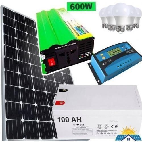 Sunlight Fullkit 150w Solar Panel + 100AH Battery + 600w Inverter + 10 Amp Controller + 4 Bulbs+ 10M Cables